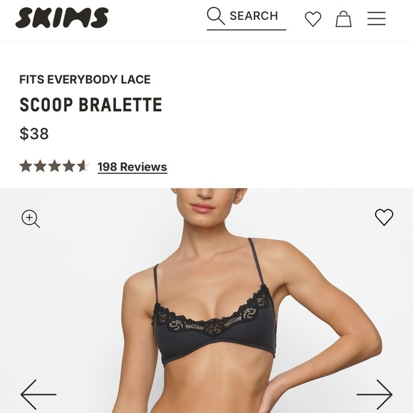 SKIMS FITS EVERYBODY LACE SCOOP BRALETTE (NWT) - Picture 2 of 2